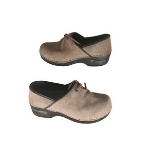 Lands End Women's Suede Clogs Slip On Comfort Shoes Taupe US 7